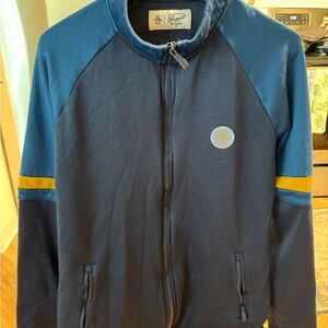 Original Penguin Men's Navy and Yellow Bomber Jacket
